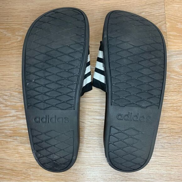 Adidas Women’s Black White Striped Slide Sandals - Picture 10 of 12